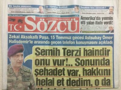 Sözcü Gazetesi 17 Aralık 2016 - Semih Terzi Haindir,Onu Vur Sonunda Şehadet Var Hakkını Helal Et GZ29541 - 1