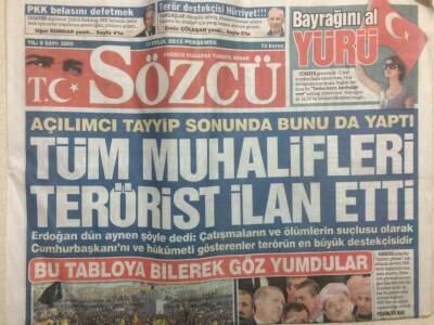 Sözcü Gazetesi 17 Eylül 2015 - Tüm Muhalifleri Terörist İlan Etti GZ29570 - 1