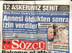 Sözcü Gazetesi 17 Mart 2012 - Dursun Çiçekin Annesi Öldükten Sonra İzin Verildi GZ101027 - 1