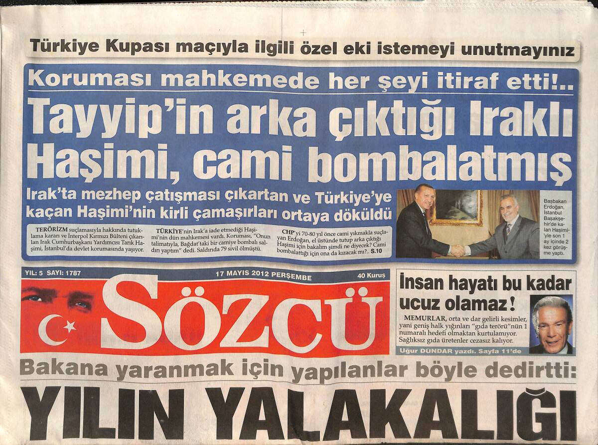 Sözcü Gazetesi 17 Mayıs 2012 - Uğur Dündar: İnsan Hayatı Bu Kadar Ucuz Olamaz! - Futbolcu Burak Yılmaz Bulut'larda Uçuyor! GZ137416 - 1