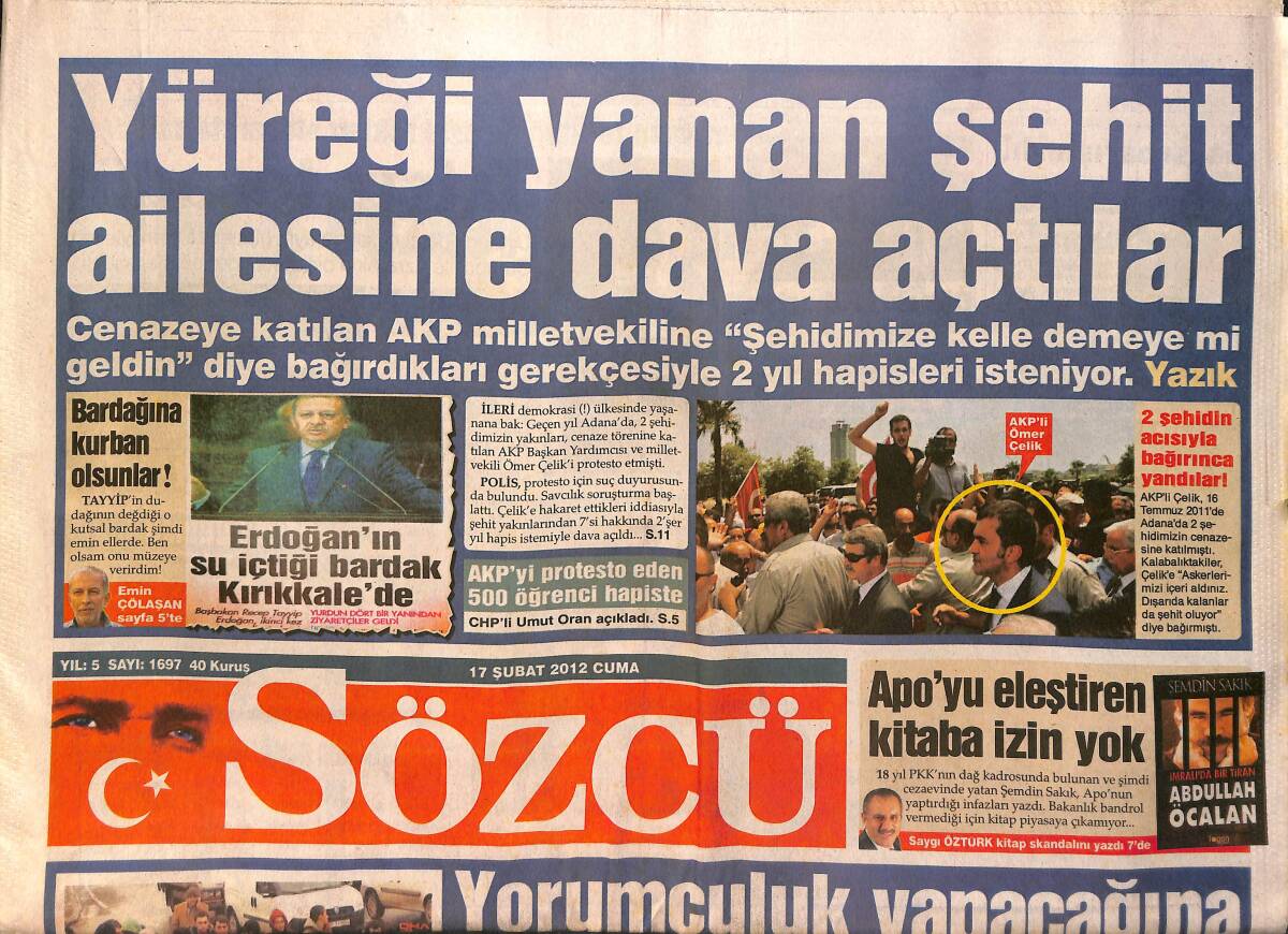 Sözcü Gazetesi 17 Şubat 2012 - Kıvanç Tatlıtuğ'un Aşkları Otoparkta Buluştu - Dönerci Kibariye GZ155008 - 1