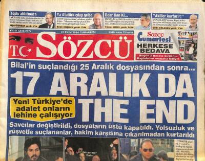 Sözcü Gazetesi 18 Ekim 2014 - Ak Saraya İthal Ağaç Diktiler Ama Tutmadı ! GZ115893 - 1