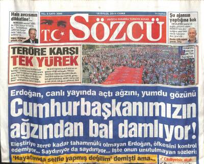 Sözcü Gazetesi 18 Eylül 2015 - Efsane Başkan Sebanın Silahı Kayboldu GZ115459 - 1