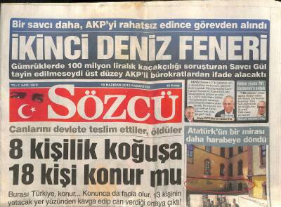 Sözcü Gazetesi 18 Haziran 2012 - Heybeliada Yanıyordu - İstanbulda Köprü Çilesi Başladı GZ124546 - 1