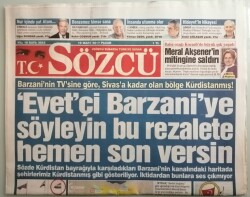 Sözcü Gazetesi 19 Mart 2017 Barzaninin Televizyon Kanalı Türkiye Topraklarına Göz Dikti -GZ44259 - 2