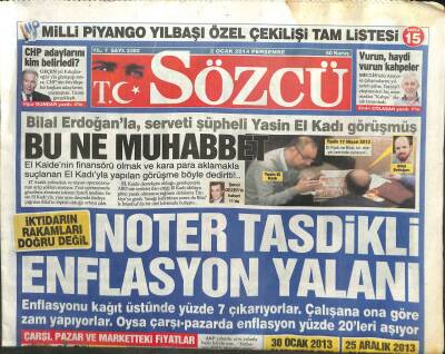 Sözcü Gazetesi 2 Ocak 2014 - Noter Tasdikli Enflasyon Yalanı GZ107345 - 1