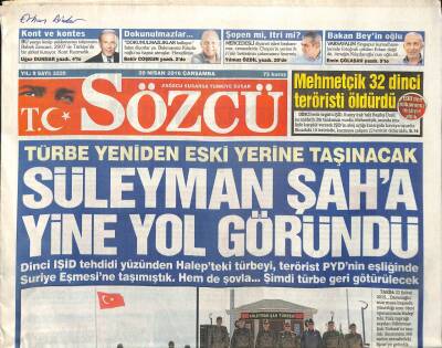 Sözcü Gazetesi 20 Nisan 2016 - 3üncü Köprüde İkramiye Grevi, Kralın Evi Beşiktaş GZ95051 - 1