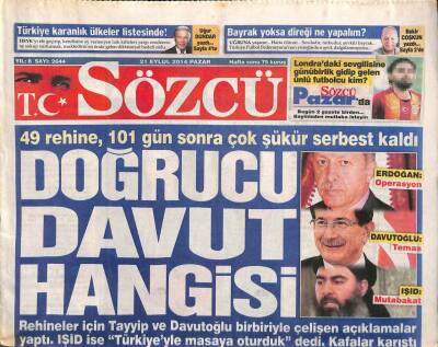 Sözcü Gazetesi 21 Eylül 2014 - Türkiye Karanlık Ülkeler Listesinde ! - Bir Günde 60 Bin Suriyeli Daha Geldi GZ106888 - 1