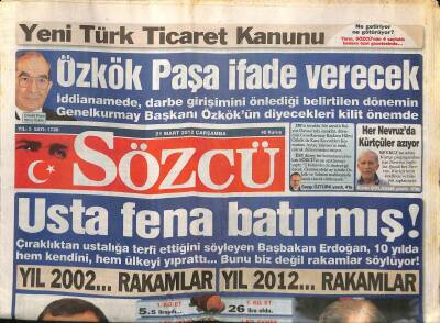 Sözcü Gazetesi 21 Mart 2012 - Hilmi Özkök Paşa İfade Verecek GZ115854 - 1