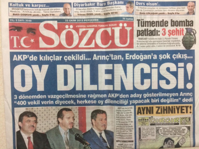 Sözcü Gazetesi 22 Ekim 2015 - Akpde Kılıçlar Çekildi,Arınçtan Erdoğana Şok Çıkış GZ27873 - 1