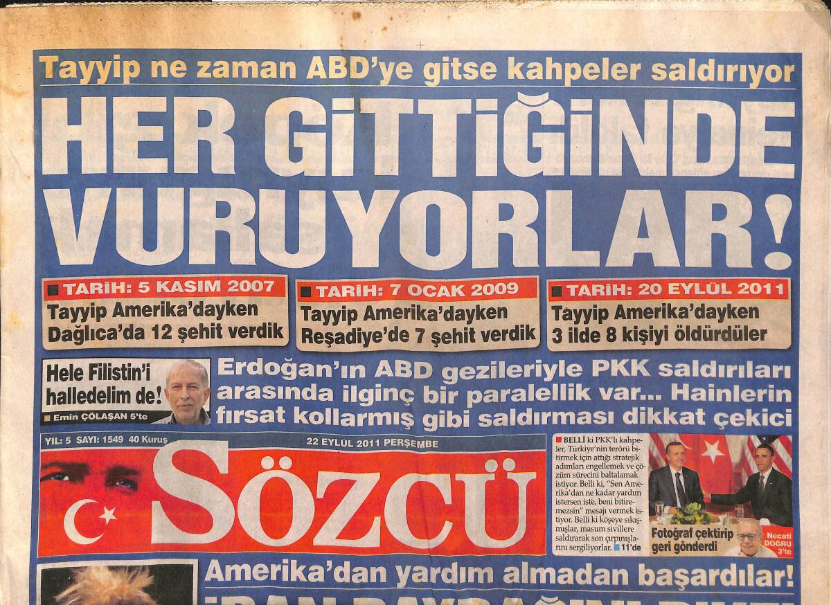 Sözcü Gazetesi 22 Eylül 2011 - Barcelona Maçında Takımın Beyni Arda Olacak - Sezen Aksu: Köpek Gibi Kuyruğumu Sallamak İstiyorum GZ154935 - 1