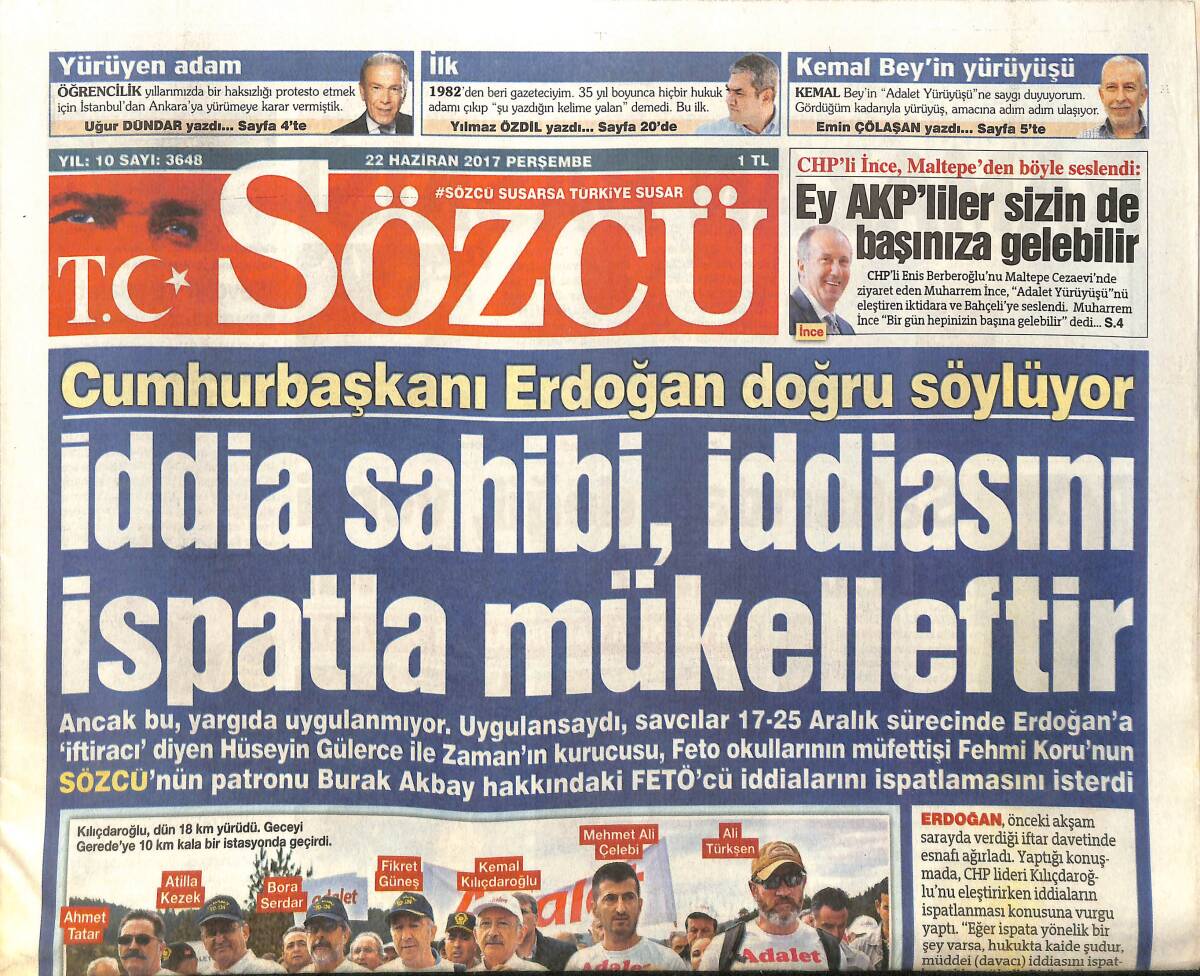 Sözcü Gazetesi 22 Haziran 2017 - İçişleri'nde Deprem 41 İlin Valisi Değişti GZ154303 - 1