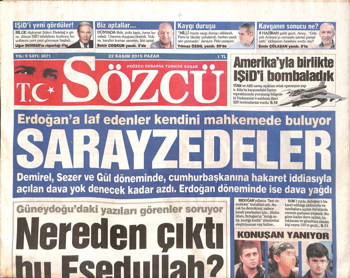Sözcü Gazetesi 22 Kasım 2015 - Forma Q17'nin - İşte Fener Bu GZ155012 - 1