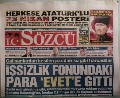 Sözcü Gazetesi 22 Nisan 2017 MHPli Başkandan AKPli Vekile Tepki -GZ44072 - 2