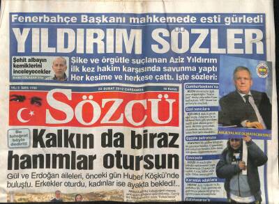 Sözcü Gazetesi 22 Şubat 2012 - Rahmi Koç Amerikada Simit Satacak - Aziz Yıldırım Mahkemede Esti Gürledi GZ124554 - 1