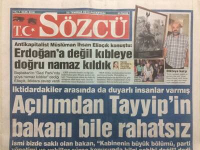 Sözcü Gazetesi 22 Temmuz 2013 - Açılımdan Tayyipin Bakanı Bile Rahatsız GZ29829 - 1