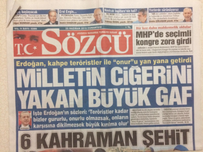 Sözcü Gazetesi 25 Haziran 2016 - Milletin Ciğerini Yakan Büyük Gaf GZ29130 - 1
