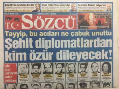 Sözcü Gazetesi 25 Nisan 2014 - Şehit Diplomatlardan Kim Özür Dileyecek GZ29557 - 1
