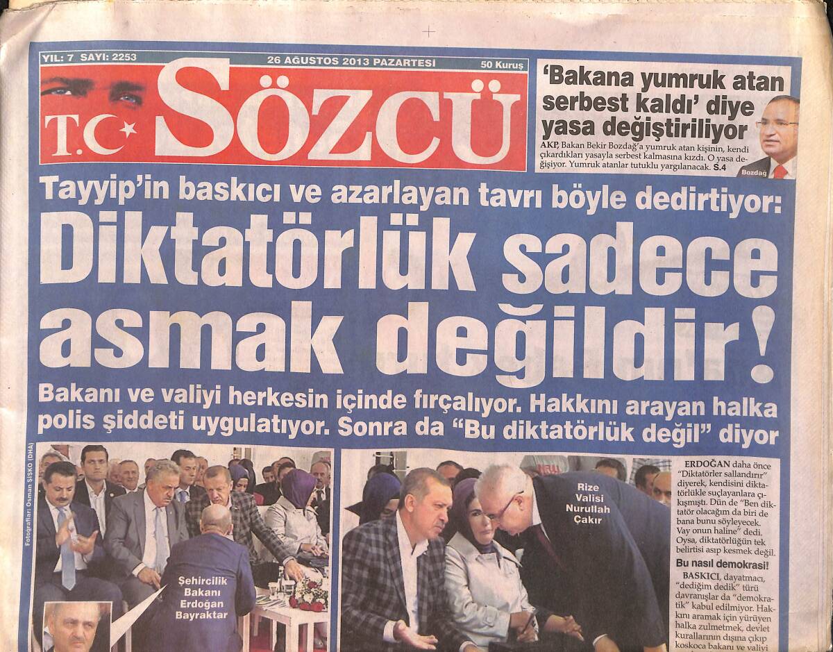 Sözcü Gazetesi 26 Ağustos 2013 - Kelly Bodrum'da Üstsüz Yakalandı - Yakışmadı Sıla GZ155004 - 1