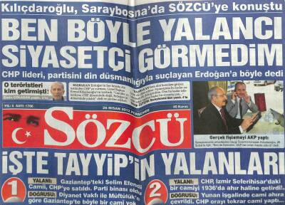 Sözcü Gazetesi 26 Nisan 2012 - İşte Tayyipin Yalanları GZ107347 - 1