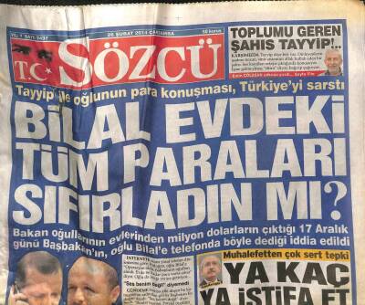 Sözcü Gazetesi 26 Şubat 2014 - Tayyip İle Oğlunun Para Konuşması , Türkiyeyi Sarstı GZ109784 - 1