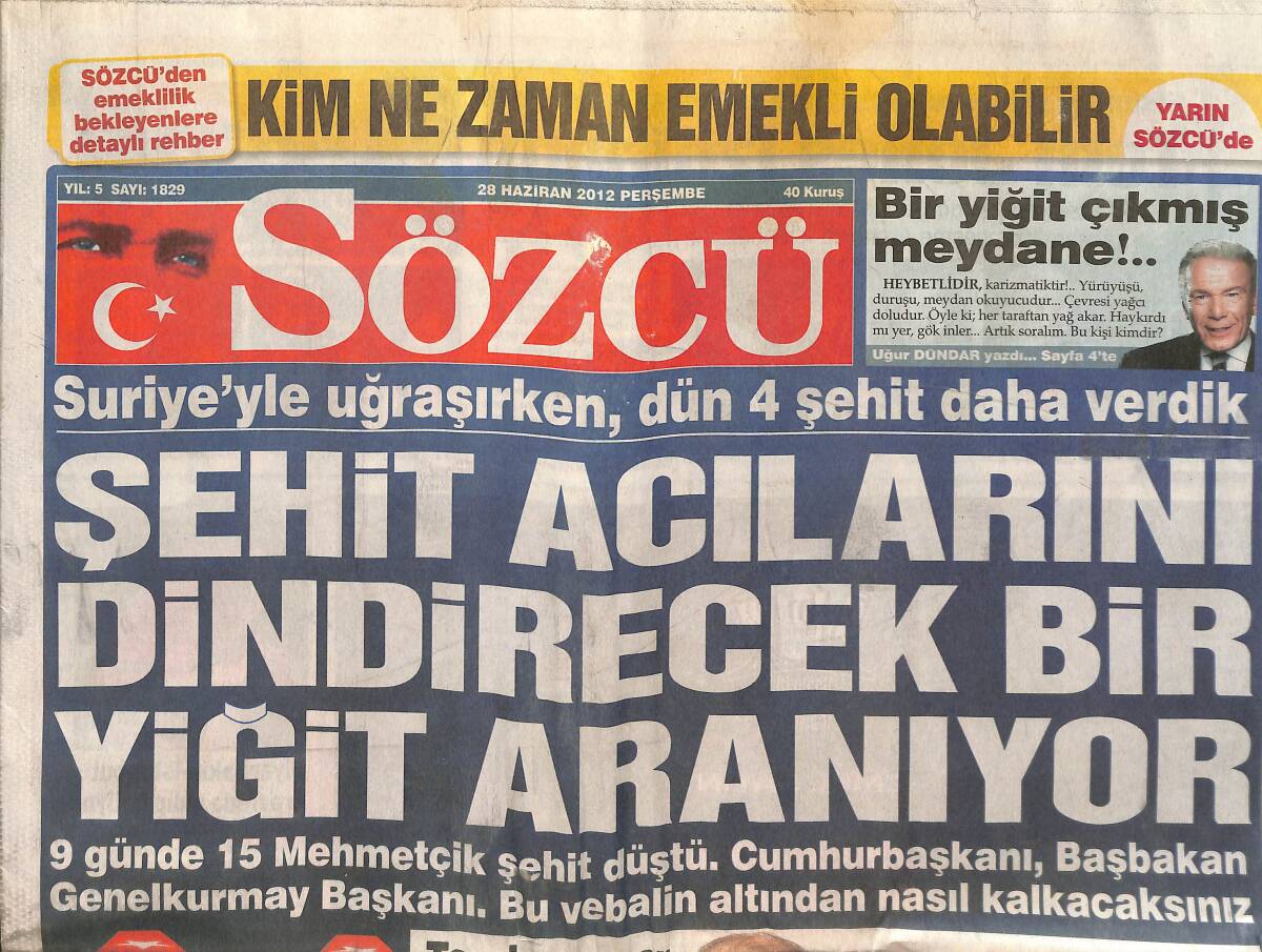 Sözcü Gazetesi 28 Haziran 2012 - Suriye Ve İran Tahrik Ediyor! - Süper Star Ajda Pekkan'a Süper Minibüs! GZ137405 - 1