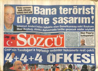 Sözcü Gazetesi 28 Mart 2012 - Kayseride 31 Ton Altın - Barışı Kabul Eden Suriye Lübnana Girdi GZ115895 - 1