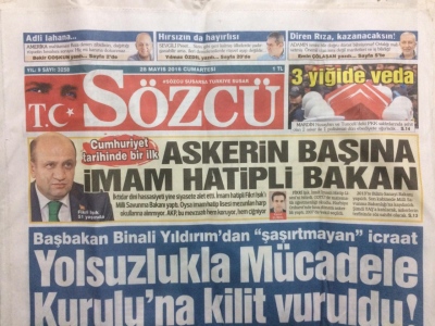 Sözcü Gazetesi 28 Mayıs 2016 - Yolsuzlukla Mücadele Kuruluna Kilit Vuruldu GZ27634 - 1
