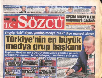 Sözcü Gazetesi 28 Ocak 2015 - MİT , Kandile Kriptolu Telefon Verdi...TSKnın Operasyonlarını Bildirdi GZ106997 - 1