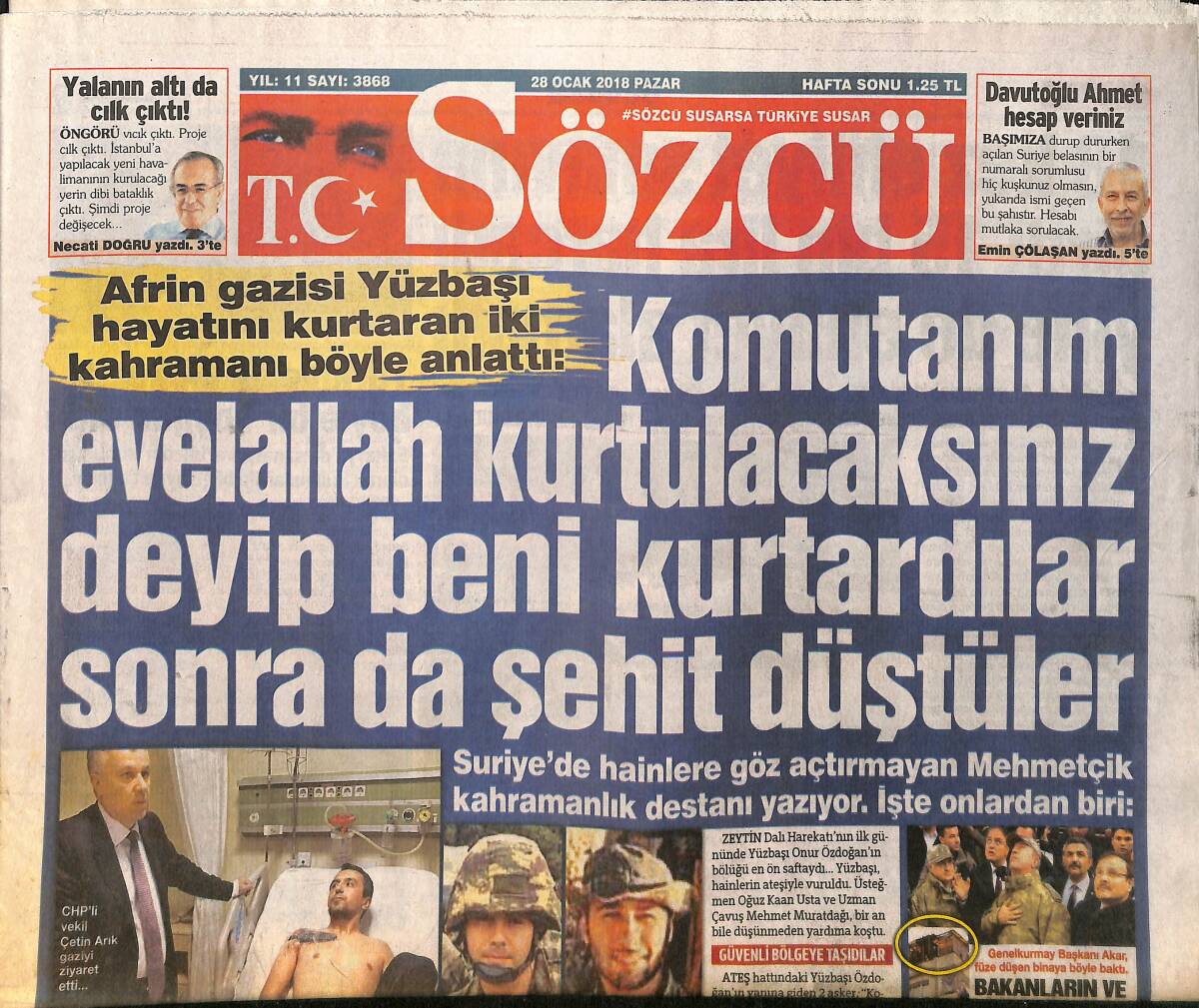 Sözcü Gazetesi 28 Ocak 2018 - Galatasaray Hız Kesmeden Devam Ediyor - Beşiktaş'ta Talisca Çıkmazı GZ154302 - 1
