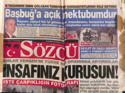 Sözcü Gazetesi 29 Aralık 2009 - Molla Baskısı Kadınları Ve Yenilikçileri Sokağa Döktü - Ajda ABDden Şalvarlı Döndü GZ95520 - 1
