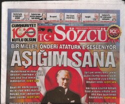 Sözcü Gazetesi 29 Ekim 2023 - Cumhuriyetimizin 100. Yılı Kutlu Olsun GZ131489 - Gökçekoleksiyon