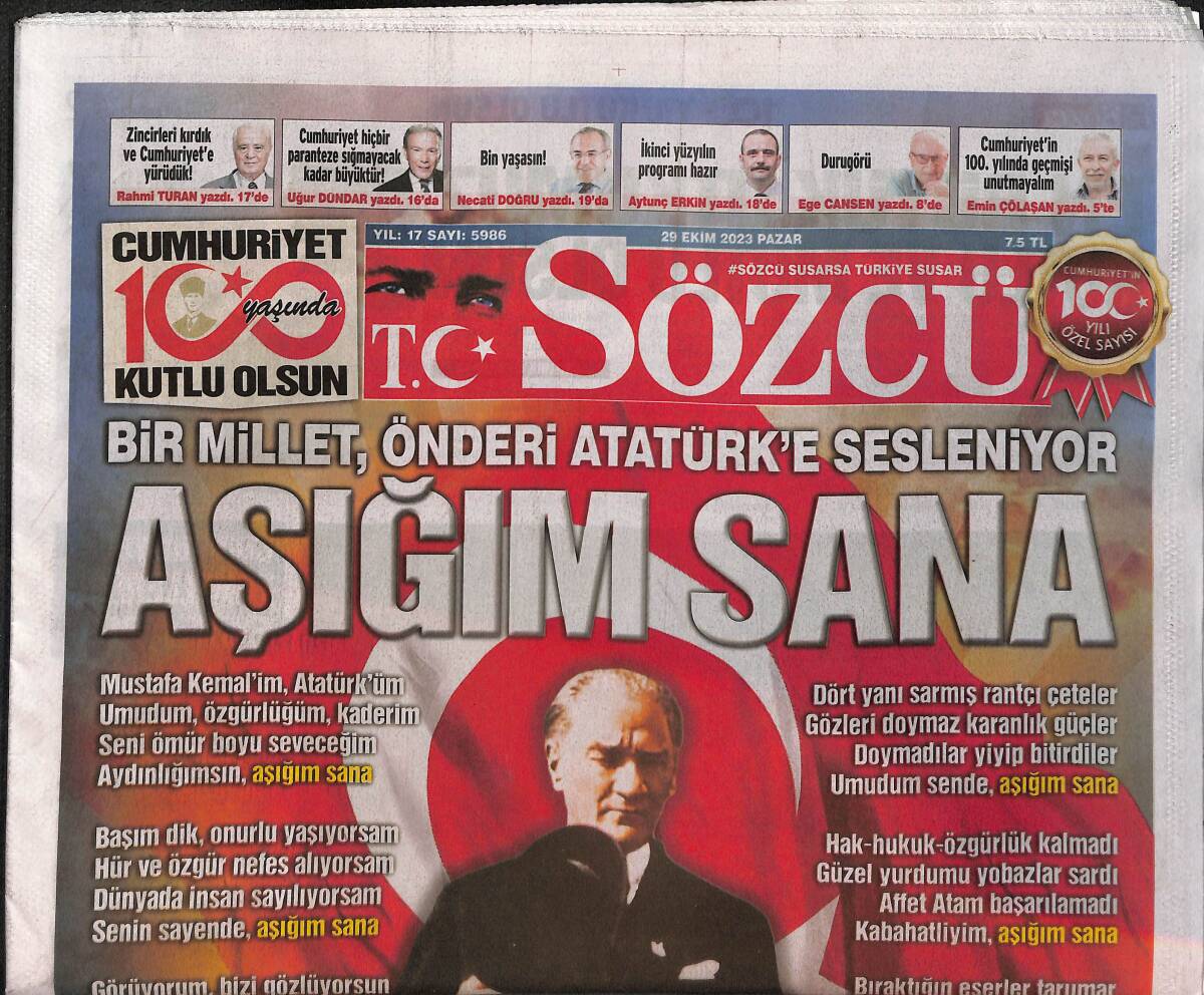 Sözcü Gazetesi 29 Ekim 2023 - Cumhuriyetimizin 100. Yılı Kutlu Olsun GZ131489 - 1