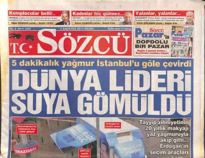 Sözcü Gazetesi 3 Ağustos 2014 - Deniz Baykala Kaset Komplosunu Yapanlar Belli!.. GZ106881 - 1