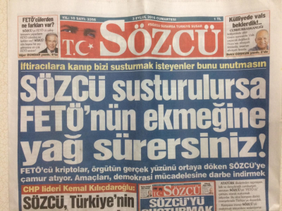 Sözcü Gazetesi 3 Eylül 2016 - Sözcü Susturulursa Fetönün Ekmeğine Yağ Sürersiniz GZ29120 - 1