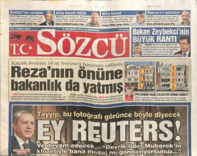 Sözcü Gazetesi 3 Haziran 2015 - Rezanın Önüne Bakanlık da Yatmış GZ115853 - 1