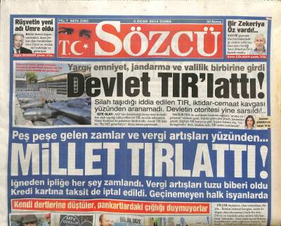 Sözcü Gazetesi 3 Ocak 2014 - Erdoğanın Gizli Hesaplarının Dökümü Merkelin Eline Geçti GZ100764 - 2