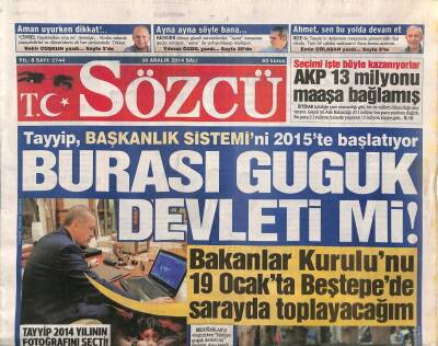 Sözcü Gazetesi 30 Aralık 2014 - Erdoğan Başbakanlıka Çok Sayıda Lüks Makam Aracı Aldırmıştı.Yetmemiş Olacak ki Davutoğlu da Kesenin Ağzını Açtı GZ106885 - 1
