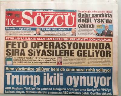 Sözcü Gazetesi 30 Nisan 2017 Sınırımızda ABD Bayraklı Zırhlı Araçların Ne İşi Var -GZ44775 - 1