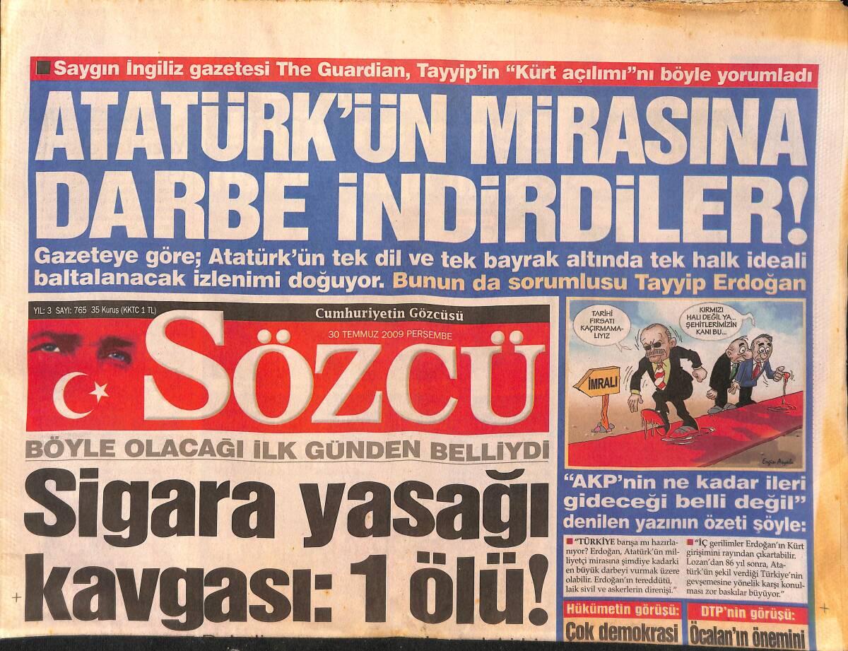 Sözcü Gazetesi 30 Temmuz 2009 - Fatih Ürek: Benim En Büyük Aşkım Ajda Pekkan - Oya Aydoğan Sezonu Geç Açtı GZ155014 - 1