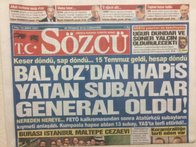Sözcü Gazetesi 30 Temmuz 2016 - Keser Döndü Sap Döndü,15 Temmuz Geldi Hesap Döndü GZ29140 - 1