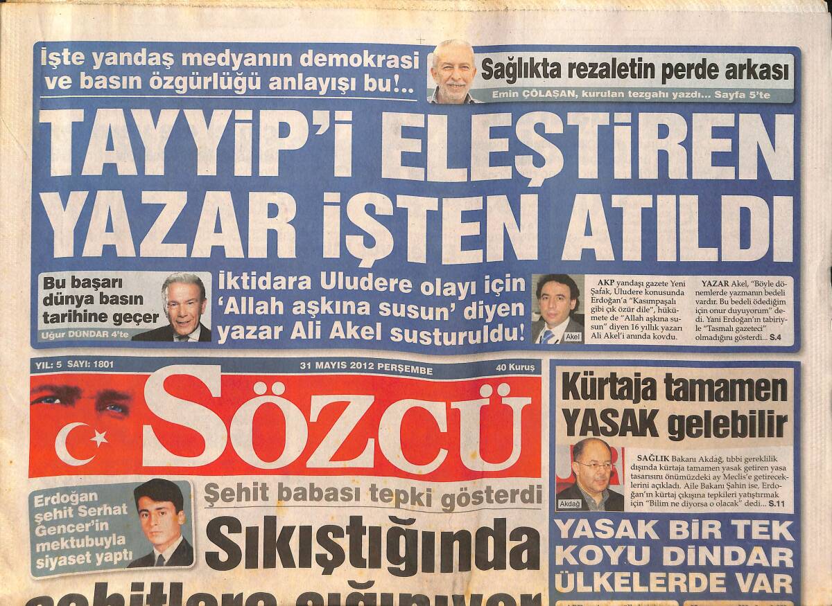 Sözcü Gazetesi 31 Mayıs 2012 - Türkiye'yi Yine Ateşe Atıyorlar - Aziz Yıldırım Tedavi Altında GZ136649 - 1