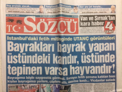 Sözcü Gazetesi 31 Mayıs 2016 - Bayrakları Bayrak Yapan Üstündeki Kandır GZ27639 - 1