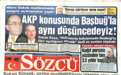 Sözcü Gazetesi 4 Ağustos 2012 - Maliye Bakanı Olmuş Hesap Bilmiyor GZ104827 - 1