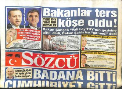 Sözcü Gazetesi 4 Aralık 2012 - Bakanlar Ters Köşe Oldu GZ107342 - 1