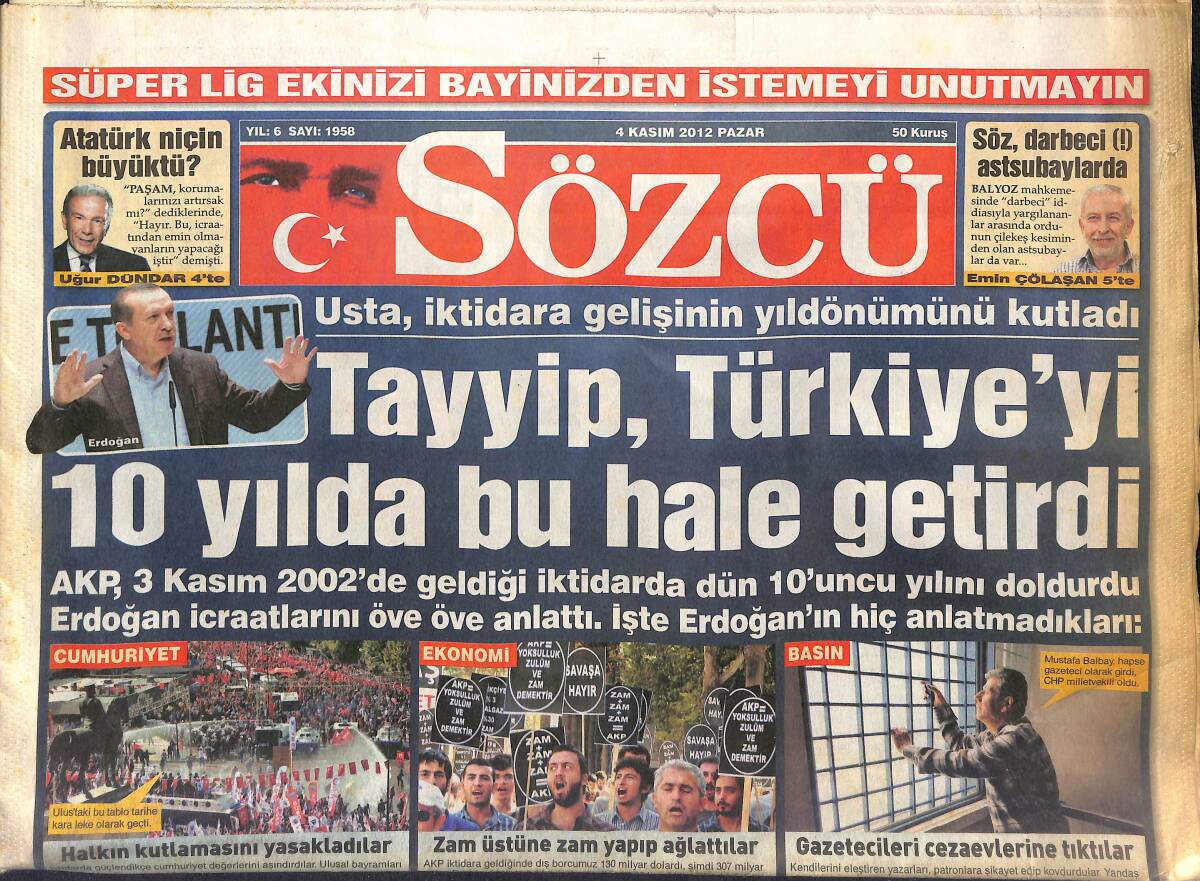 Sözcü Gazetesi 4 Kasım 2012 - Di Caprio Sıkıldığı Sevgilisini Terk Etti - Muslera: Türk Olabilirim GZ154975 - 1