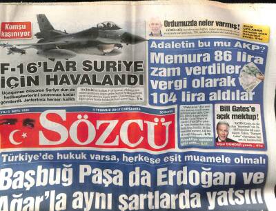 Sözcü Gazetesi 4 Temmuz 2012 - Başbuğ Paşa da Erdoğan Ve Ağarla Aynı Şartlarda Yatsın GZ98853 - 1