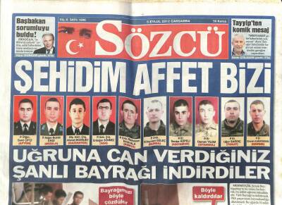 Sözcü Gazetesi 5 Eylül 2012 - Şehidim Affet Bizi Uğruna Can Verdiğiniz Şanlı Bayrağı İndirdiler GZ107782 - 1