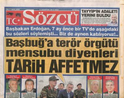 Sözcü Gazetesi 6 Ağustos 2013 - Tarihte İlk Kez Genelkurmay Başkanına Müebbet Çıktı GZ106860 - 1