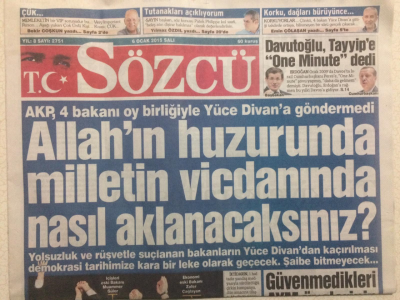 Sözcü Gazetesi 6 Ocak 2015 - AKP Allahın Huzurunda Milletin Vicdanında Nasıl Aklanacaksınız? GZ27240 - 1